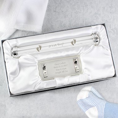 Personalised Its A Boy Silver Plated Certificate Holder
