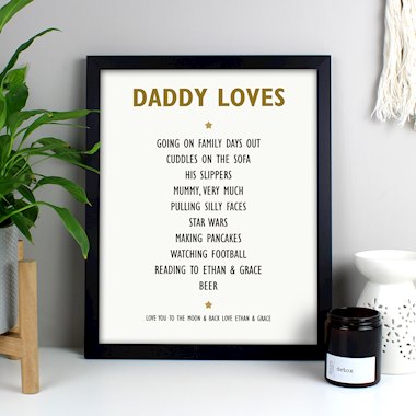 Personalised List of Love Black Framed Poster Print