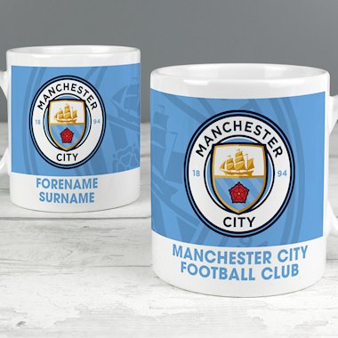 Personalised Manchester City FC Bold Crest Mug