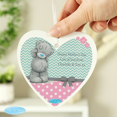 Personalised Me To You Pastel Polka Dot for Her Wooden Heart Decoration