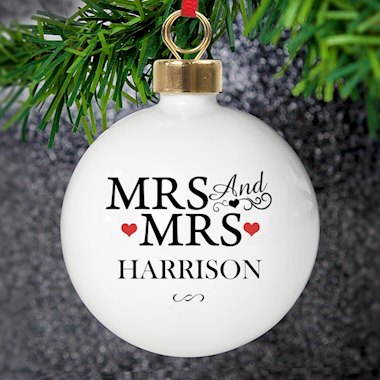 Personalised Mrs & Mrs Bauble