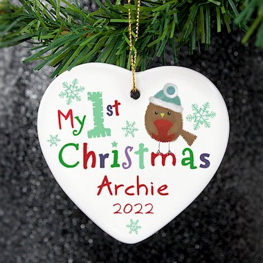 Personalised My 1st Christmas Ceramic Heart