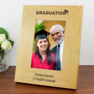 Personalised Oak Finish 4x6 Graduation Photo Frame