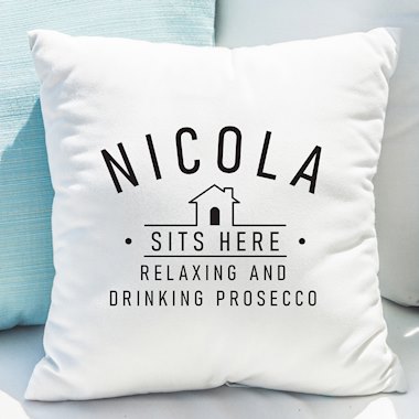 Personalised ...Sits Here Cushion