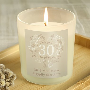 Personalised 30th Pearl Wedding Anniversary Candle Jar
