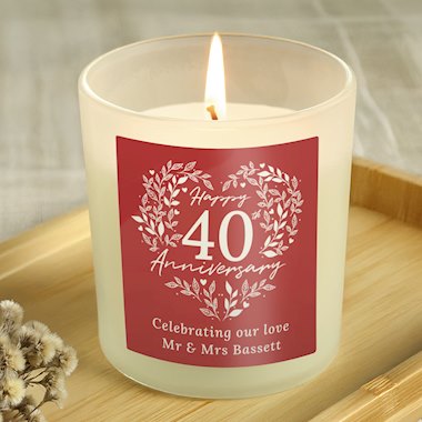 Personalised 40th Ruby Wedding Anniversary Candle Jar