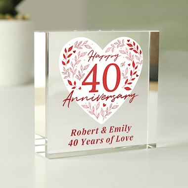 Personalised 40th Ruby Wedding Anniversary Crystal Token