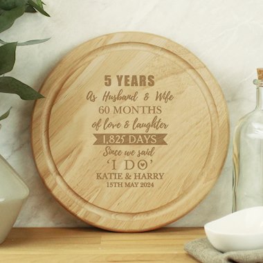 Personalised 5th Anniversary Chopping Board