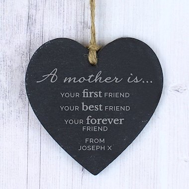Personalised A Mother Is Slate Heart Decoration