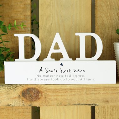 Personalised A Sons First Hero Wooden Dad Ornament