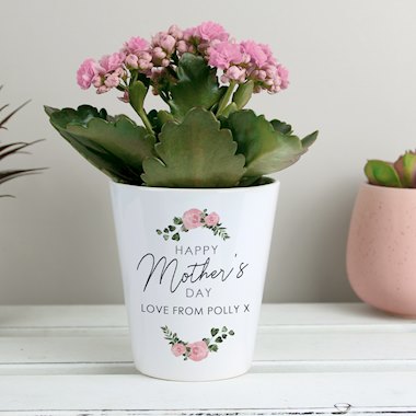 Personalised Abstract Rose Happy Mothers Day Plant Pot