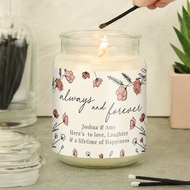 Personalised Always & Forever Large Scented Jar Candle