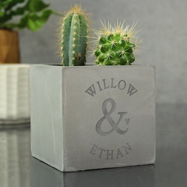 Personalised Ampersand Couples Concrete Plant Pot
