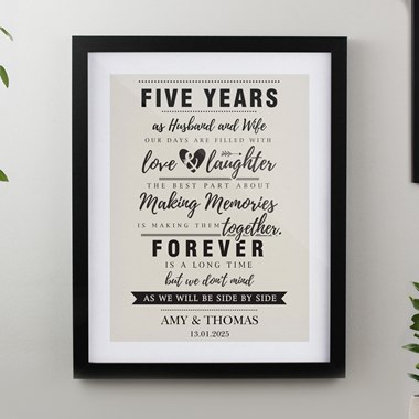 Personalised Anniversary Black Poster Frame