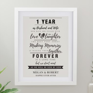 Personalised Anniversary White Poster Frane