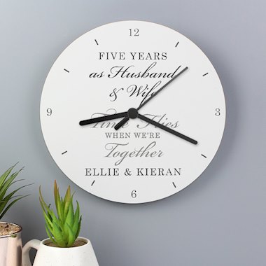 Personalised Anniversary Wooden Clock