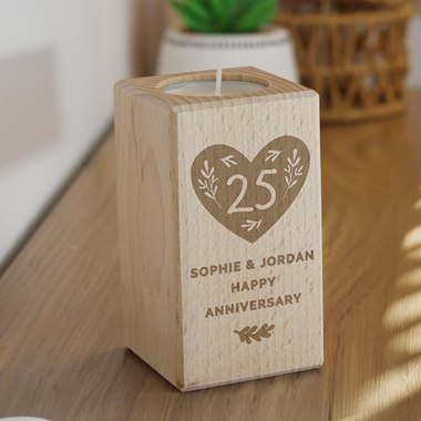 Personalised Anniversary Wooden Tealight Holder