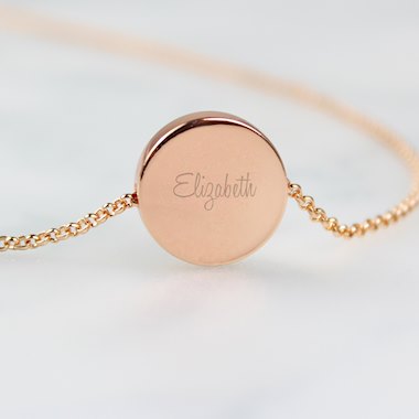 Personalised Any Name Rose Gold Tone Disc Necklace
