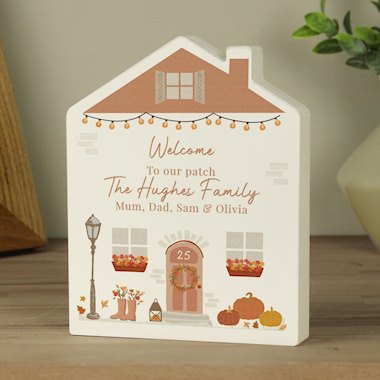 Personalised Autumnal Wooden House Ornament