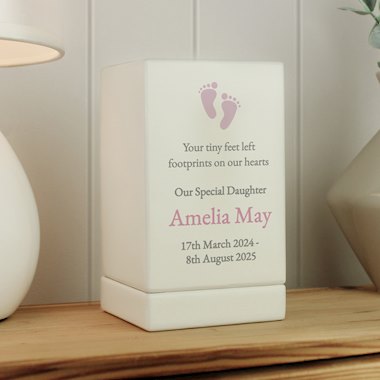 Personalised Baby Girl Small Wooden Urn