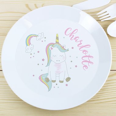 Personalised Baby Unicorn Plastic Plate