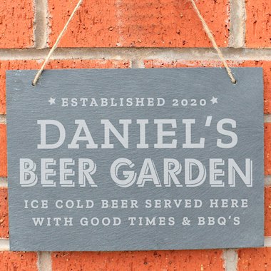 Personalised Beer Garden Hanging Large Slate Sign
