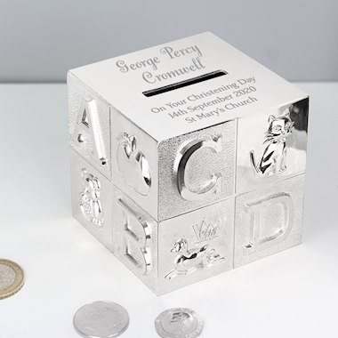 Personalised ABC Moneybox - Name Engraved In Large Text
