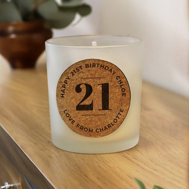 Personalised Birthday Cork Label Scented Candle Jar