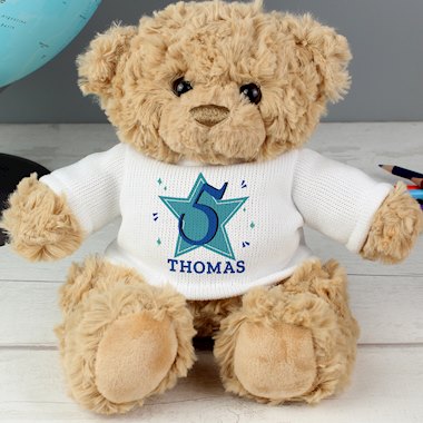Personalised Blue Big Age Teddy Bear