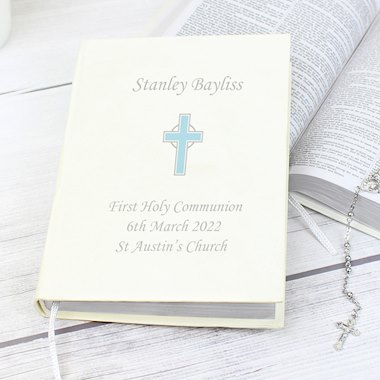 Personalised Blue Cross Holy Bible - Eco-friendly - King James Version
