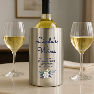 Personalised Blue Floral Wine Cooler