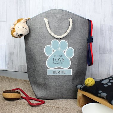 Personalised Blue Paw Print Storage Bag