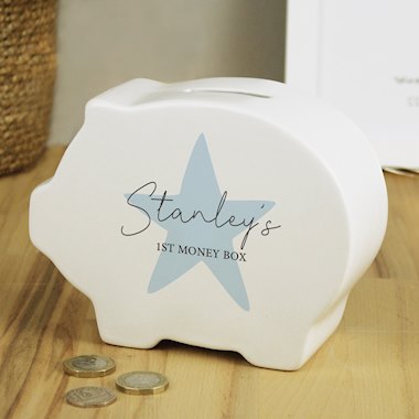 Personalised Blue Star Piggy Bank