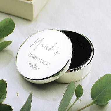 Personalised Botanical First Tooth/Curl Trinket Box
