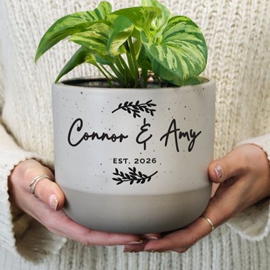 Personalised Botanical Flecked Plant Pot