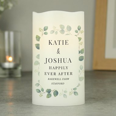 Personalised Botanical Free Text LED Candle