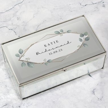 Personalised Jewellery Box - Botanical Design on Mirrored Box