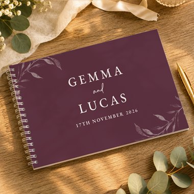 Personalised Botanical Plum Wedding Guest Book