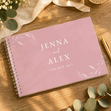 Personalised Botanical Soft Pink Wedding Guest Book