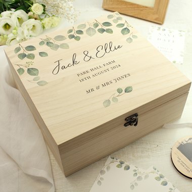 Personalised Botanical Wooden Keepsake box