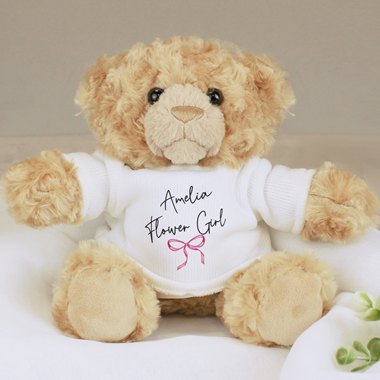 Personalised Bow Flower Girl Bear