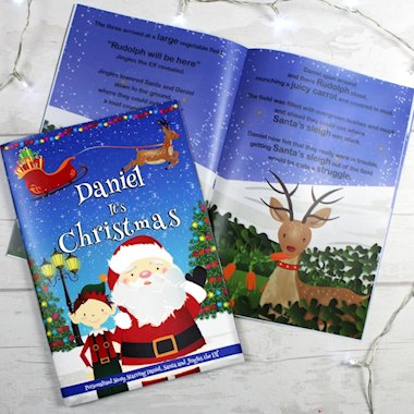 Personalised BOYS "Its Christmas" Story Book, Featuring Santa and his Elf Jingles