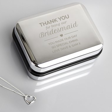 Personalised Bridesmaid Box and Sterling Silver Heart Necklace