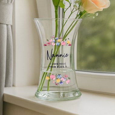 Personalised Bright Floral Waisted Vase