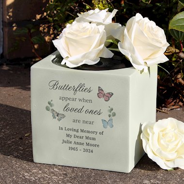 Personalised Butterflies Appear Memorial Vase