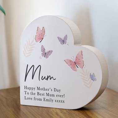 Personalised Butterfly Grey Heart Ornament