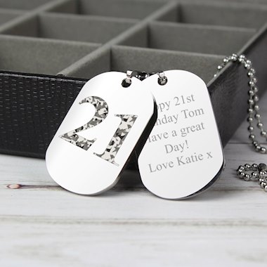 Personalised Camouflage Age Stainless Steel Double Dog Tag Necklace