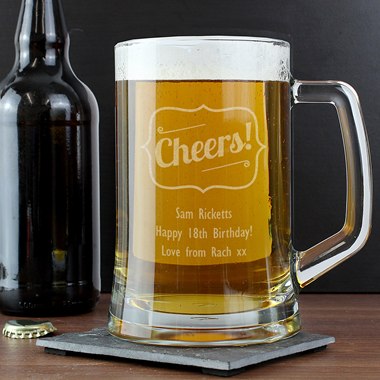 Personalised Cheers Glass Pint Stern Tankard