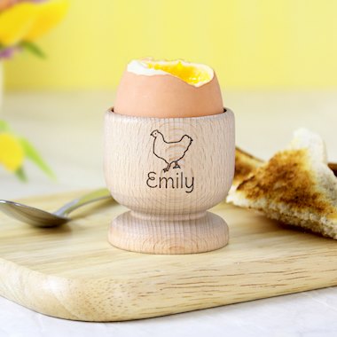 Personalised Chicken Wooden Egg Cup