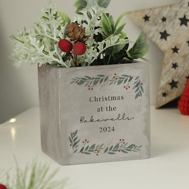 Personalised Christmas Foliage Concrete Planter (New for Xmas 2024)